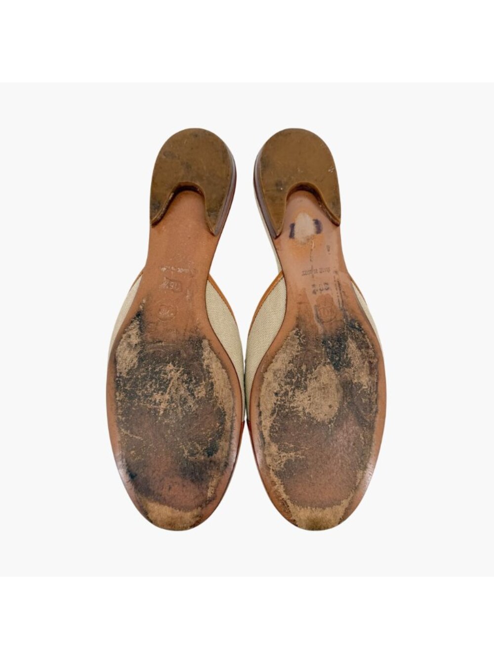 Chanel Vintage CC Clover Mule Flats Brown Beige Size 38.5 US 7.5-8 Ballet - Picture 13 of 15